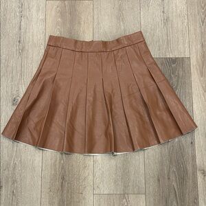 Aritzia Tan A-Line Pleated Skirt